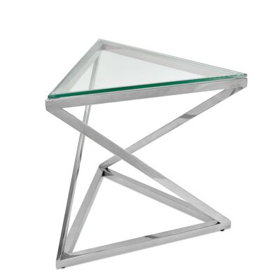 ADM - Table d'appoint canapé 'Doble Triangle' - Couleur argent - 40 x 45 x 45 cm