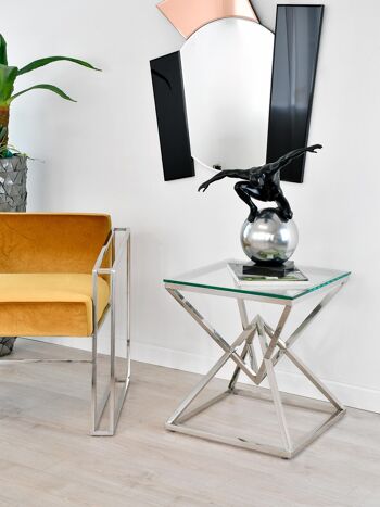 ADM - Table d'appoint de canapé 'Duble Pyramide Luxury series' - Couleur argent - 55 x 50 x 50 cm 6