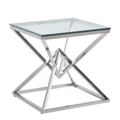 ADM - Tavolino lato divano 'Duble Pyramide serie Luxury' - Colore Argento - 55 x 50 x 50 cm