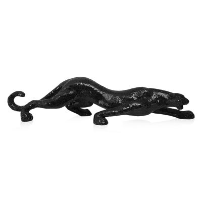 ADM - 'Pantera' verzierte Glasskulptur - Schwarze Farbe - 24 x 106 x 28 cm