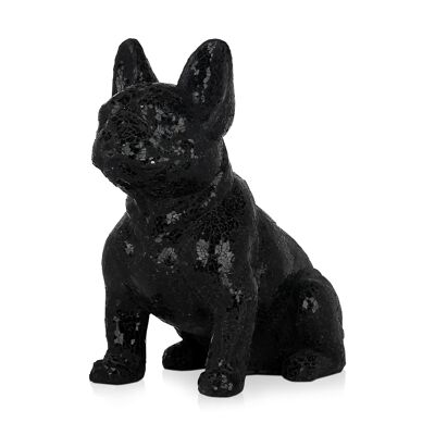 ADM - Scultura decorata in vetro 'Bulldog francese seduto' - Colore Nero - 40 x 38 x 24 cm