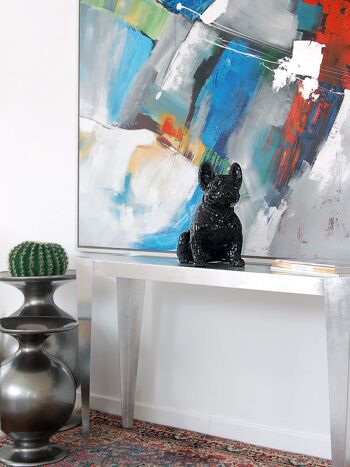 ADM - Sculpture en verre décoré 'Bouledogue français assis' - Couleur noire - 40 x 38 x 24 cm 5