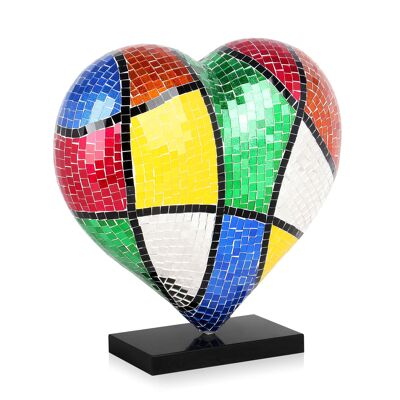 ADM - Escultura decorada en vidrio 'Pop Art Heart' - Multicolor - 46 x 44 x 19 cm