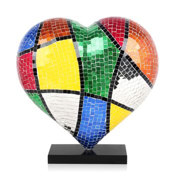 ADM - Sculpture en verre décoré 'Pop Art Heart' - Multicolore - 46 x 44 x 19 cm 2