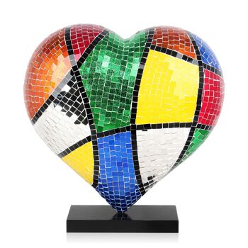 ADM - Sculpture en verre décoré 'Pop Art Heart' - Multicolore - 46 x 44 x 19 cm 4