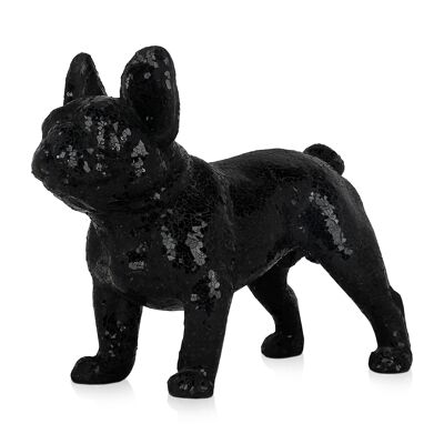 ADM - Escultura de vidrio decorado 'Bulldog francés' - Color negro - 38 x 47 x 24 cm