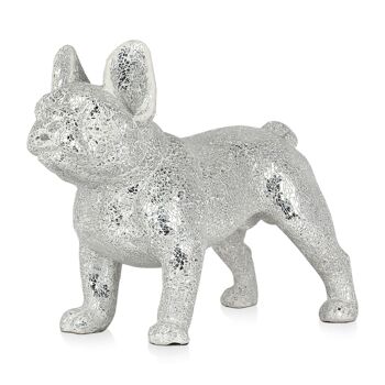 ADM - Sculpture en verre décoré 'Bouledogue français' - Couleur argent - 38 x 47 x 24 cm 6