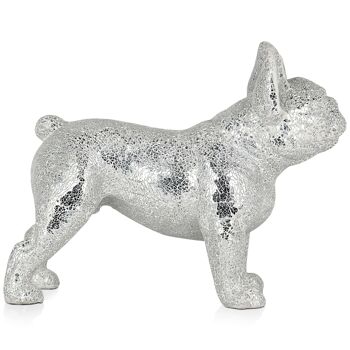 ADM - Sculpture en verre décoré 'Bouledogue français' - Couleur argent - 38 x 47 x 24 cm 3