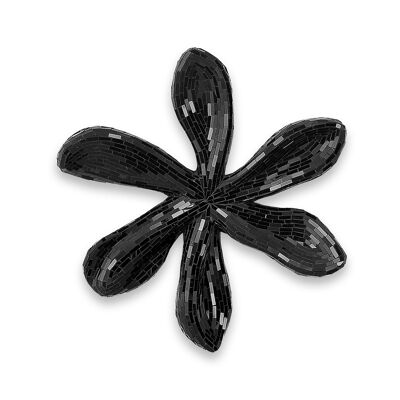 ADM - Escultura de vidrio decorado 'Flor 1' - Color negro - 51 x 48 x 8 cm