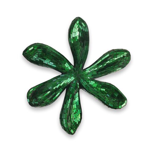 ADM - Scultura decorata in vetro 'Fiore 4' - Colore Verde - 51 x 48 x 8 cm
