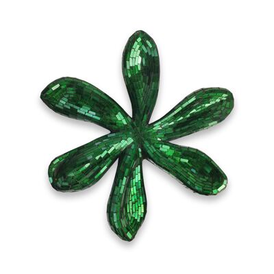 ADM - Decorated glass sculpture 'Flower 4' - Green color - 51 x 48 x 8 cm