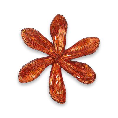 ADM - Decorated glass sculpture 'Flower 5' - Orange color - 51 x 48 x 8 cm