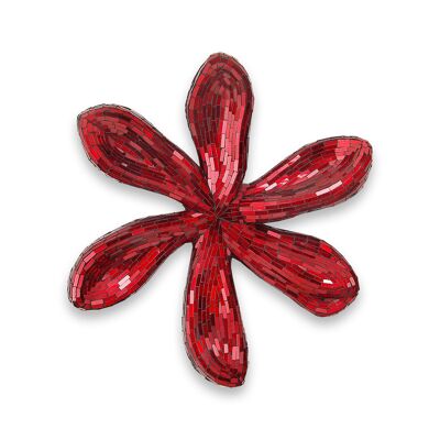 ADM - Sculpture en verre décoré 'Fleur 6' - Couleur rouge - 51 x 48 x 8 cm