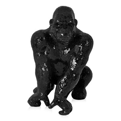 ADM - Escultura de vidrio decorado 'Orangután' - Color negro - 55 x 40 x 45 cm