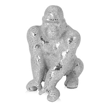 ADM - Sculpture en verre décoré 'Orangutan' - Couleur argent - 55 x 40 x 45 cm 6