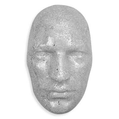 ADM - Decorated glass sculpture 'Face man' - Silver color - 67 x 43 x 20 cm