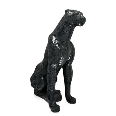 ADM - Escultura decorada en vidrio 'Pantera sentada' - Color negro - 80 x 30 x 60 cm