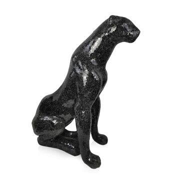 ADM - Sculpture en verre décorée 'Panthère assise' - Couleur noire - 80 x 30 x 60 cm 2