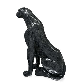 ADM - Sculpture en verre décorée 'Panthère assise' - Couleur noire - 80 x 30 x 60 cm 3