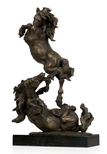 ADM - Sculpture en bronze 'Chevaux au combat' - Couleur bronze - 51 x 31,5 x 14 cm 1
