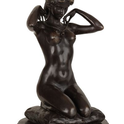 ADM - Sculpture en bronze 'Nu au collier' - Couleur bronze - 36 x 25 x 25 cm