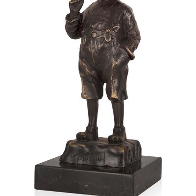 ADM - Escultura de bronce 'Scugnizzo con cigarrillo' - Color bronce - 20 x 8,5 x 8,5 cm