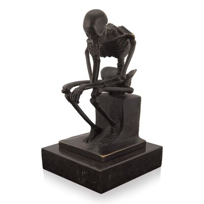 ADM - Sculpture en bronze 'Squelette pensant' - Couleur bronze - 15 x 9,5 x 8 cm