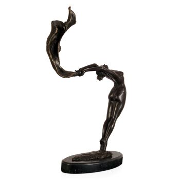 ADM - Sculpture en bronze 'Danseuse au voile' - Couleur bronze - 44 x 28 x 8 cm 7