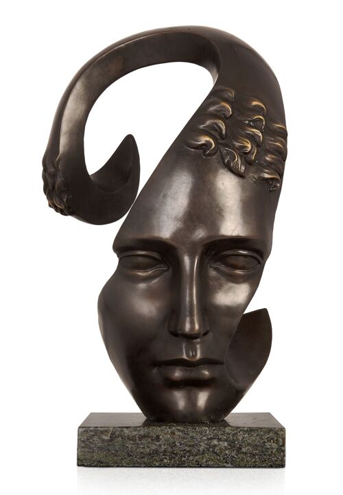 ADM - Scultura in bronzo 'Testa surrealista' - Colore Bronzo - 34 x 15 x 17 cm