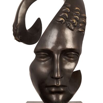 ADM - Sculpture en bronze 'Tête surréaliste' - Couleur bronze - 34 x 15 x 17 cm