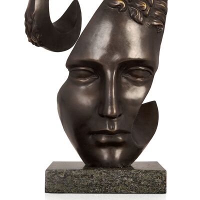 ADM - Escultura de bronce 'Cabeza surrealista' - Color bronce - 34 x 15 x 17 cm