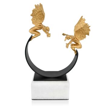 ADM - Sculpture en métal 'Twin Angels' - Couleur or - 24 x 18 x 12 cm 2