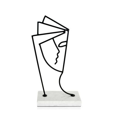 ADM - Escultura de metal 'Rostro de mujer' - Color negro - 29 x 16 x 8 cm