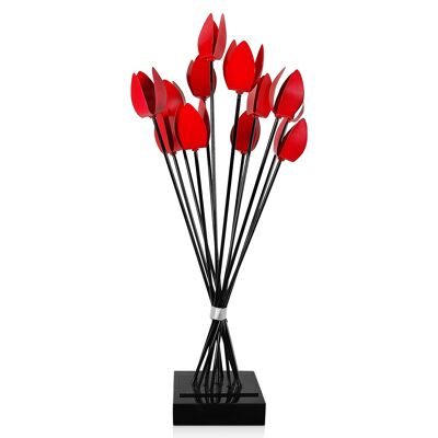 ADM - Metallskulptur "Mohnblumen" - Farbe Rot - 91 x 41 x 33 cm