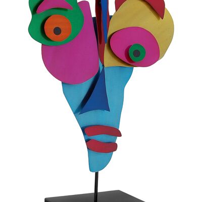 ADM - Metallskulptur "Abstraktes Gesicht" - Mehrfarbig - 59 x 38 x 15 cm