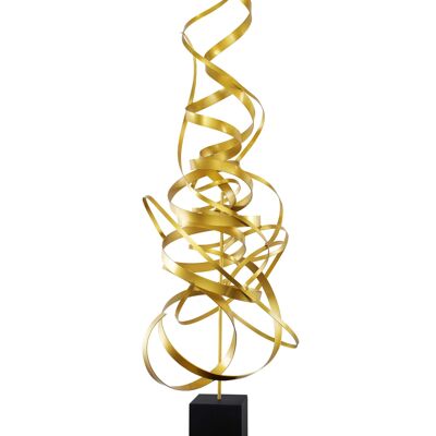 ADM - Escultura en metal 'Vórtice de cintas' - Color dorado - 140 x 42 x 24 cm