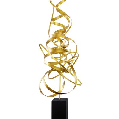 ADM - Sculpture en métal 'Vortex de rubans' - Couleur or - 140 x 42 x 24 cm