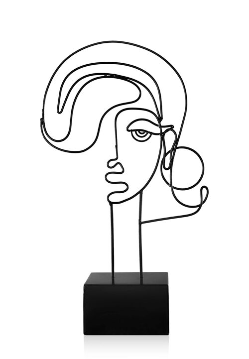 ADM - Scultura in metallo 'Viso di donna astratto' - Colore Nero - 36 x 21 x 10 cm