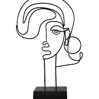ADM - Escultura en metal 'Rostro de mujer abstracto' - Color negro - 36 x 21 x 10 cm