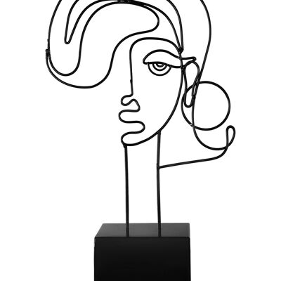 ADM - Sculpture en métal 'Visage de femme abstraite' - Couleur noire - 36 x 21 x 10 cm