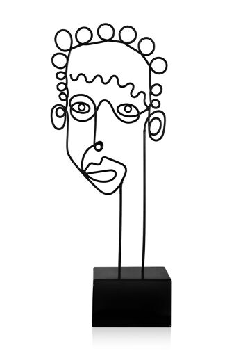 ADM - Sculpture en métal 'Visage d'homme abstrait' - Couleur noire - 39 x 16 x 10 cm 4