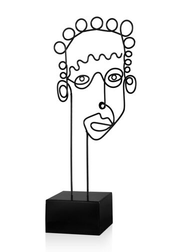 ADM - Sculpture en métal 'Visage d'homme abstrait' - Couleur noire - 39 x 16 x 10 cm 5