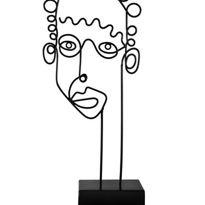 ADM - Sculpture en métal 'Visage d'homme abstrait' - Couleur noire - 39 x 16 x 10 cm