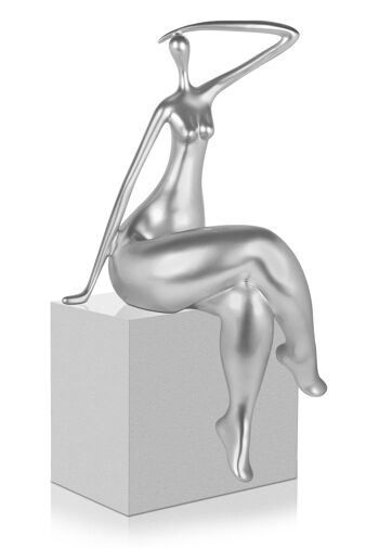 ADM - Grande sculpture en résine 'Waiting' - Couleur argent - 75 x 36 x 34 cm 6