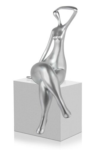 ADM - Grande sculpture en résine 'Waiting' - Couleur argent - 75 x 36 x 34 cm 7