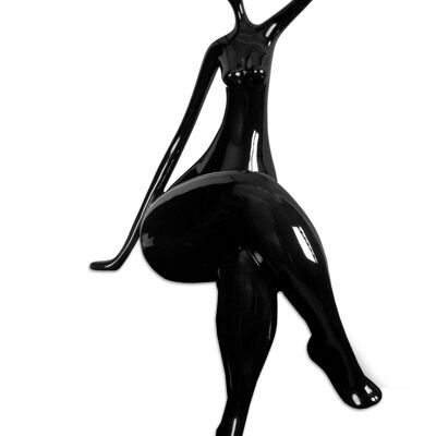 ADM - Gran escultura de resina 'Esperando' - Color negro - 75 x 36 x 34 cm