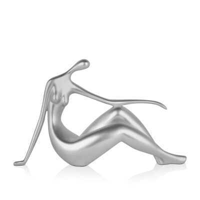 ADM - Escultura de resina 'Pequeño descanso' - Color plata - 21 x 36 x 10 cm