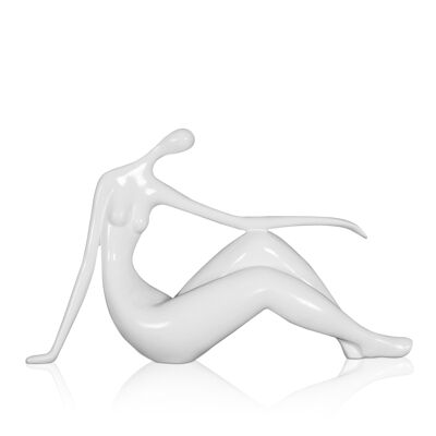 ADM - Escultura de resina 'Pequeño descanso' - Color blanco - 21 x 36 x 10 cm