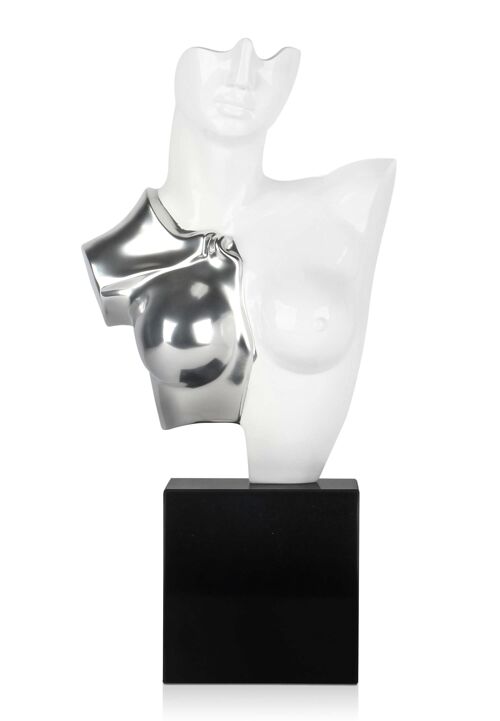ADM - Scultura in resina 'Busto di amazzone' - Colore Bianco - 50 x 24 x 10 cm