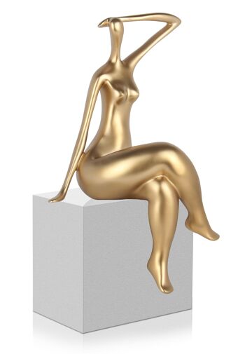 ADM - Sculpture résine 'Waiting small' - Couleur or - 38 x 21 x 17 cm 6